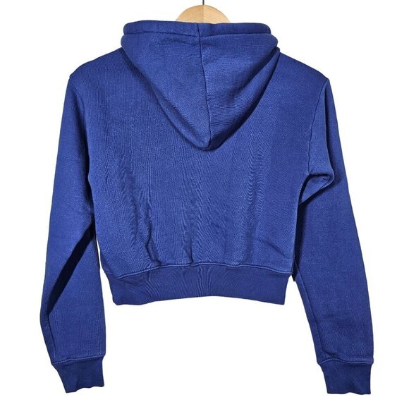 J. Crew Heritage Fleece Cropped Hoodie Sweatshirt Harbor View #BW072 Women's XXS - Picture 4 of 11